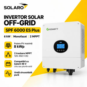 Invertor Solar Off-Grid Growatt SPF 6000 ES Plus 6kW Monofazat, 2 MPPT