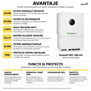 Invertor hibrid trifazat Growatt 10 kW – WIT 10K-HU