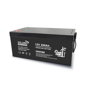 Baterie fotovoltaică 200Ah 12V cu gel, soluție robustă pentru stocarea energiei solare.