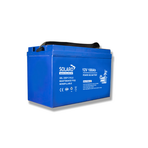 Baterie cu gel 100Ah 12V, compatibilă cu sisteme fotovoltaice și aplicații solare.