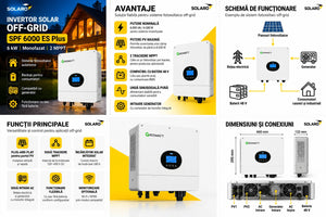 Invertor Solar Off-Grid Growatt SPF 6000 ES Plus 6kW Monofazat, 2 MPPT