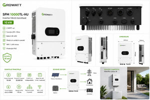 Caracteristici invertor hibrid Growatt 10kW cu 3 MPPT și UPS