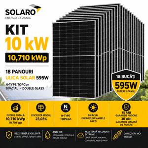 Kit 18 panouri fotovoltaice Ulica Solar 595W pentru kit 10kW
