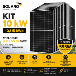 Kit panouri fotovoltaice 10kW SOLARO cu 17 panouri Ulica Solar 595W