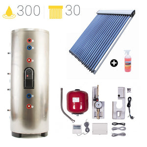 Sistem solar apa calda 300 litri 30 tuburi + Solutie de Curatare