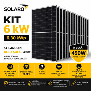 Kit panouri fotovoltaice 8kW SOLARO cu 14 panouri Ulica Solar 450W